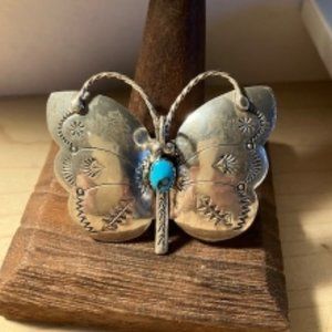 Vintage Navajo  Butterfly Brooch/Pendant - Signed